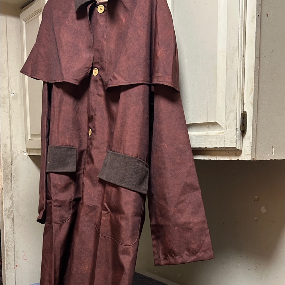 Brown Long Coat with Cape Detail